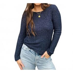NEW DYLAN long sleeve classic crew top in navy